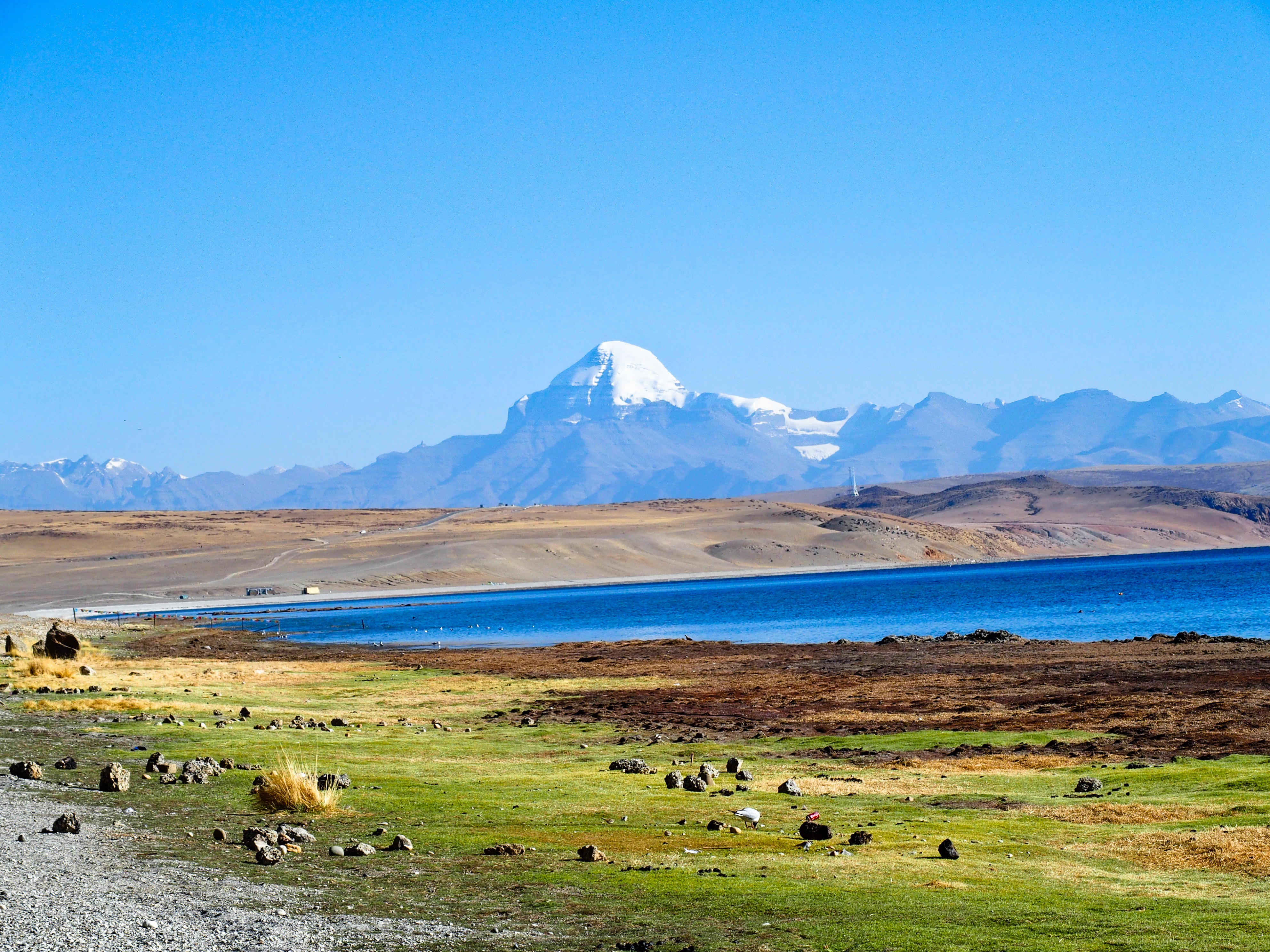 Aerial view of the Himalayan sacred landscape at golden hour